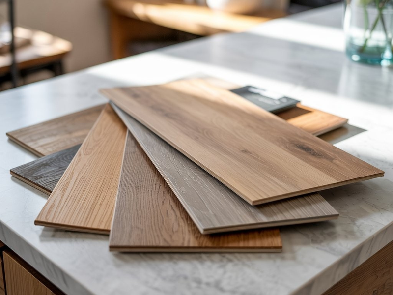 LVP Flooring Samples in a bright flooring showroom
