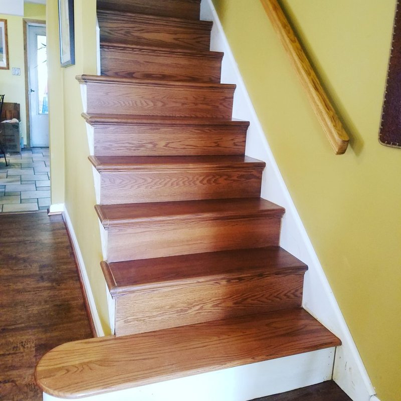 Residential flooring installation on stair treads